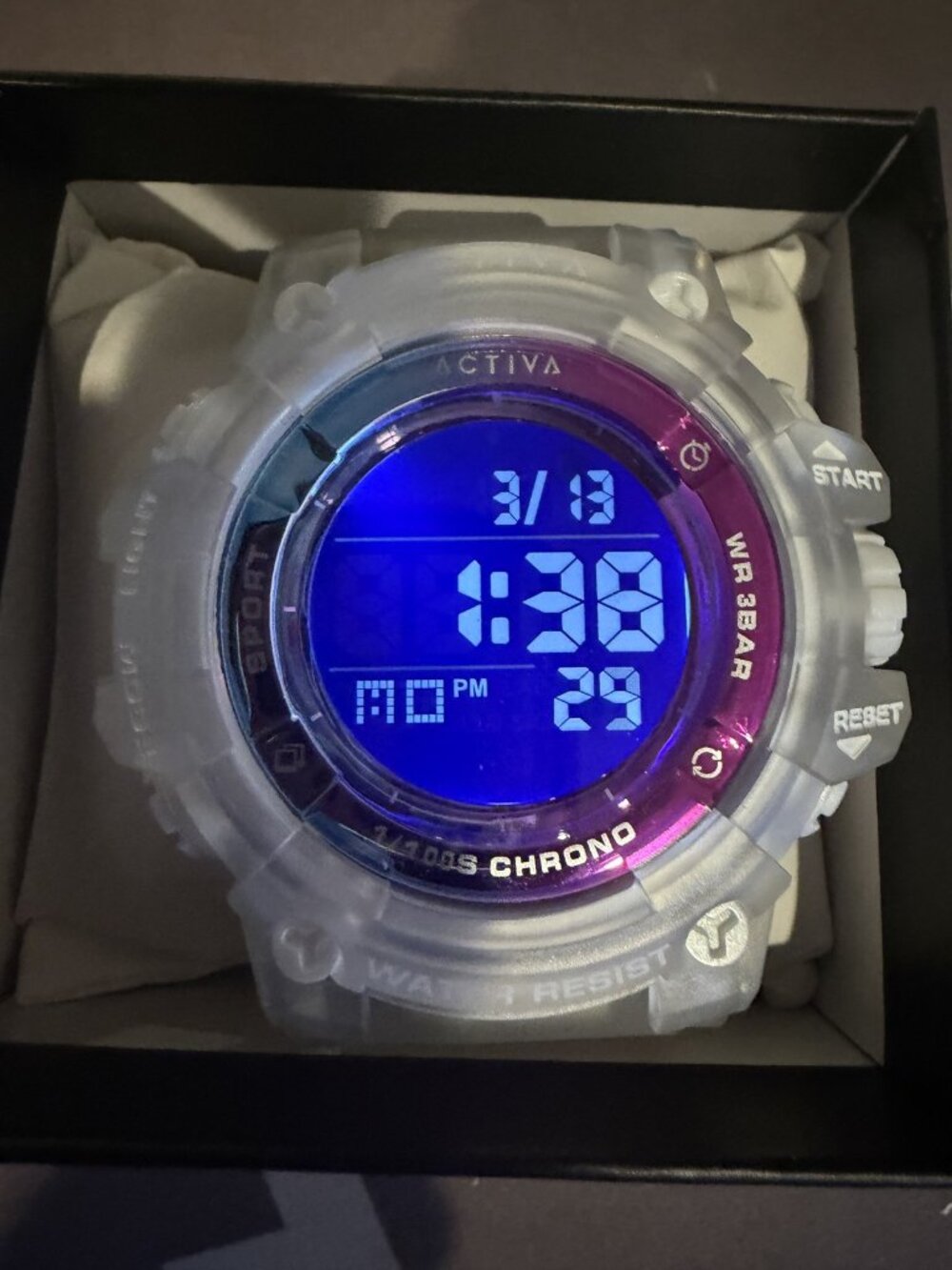 Activa Summit X Invicta 50mm Frosted Clear Digital Watch ACW8046-001